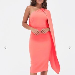 Lavish Alice one shoulder cape dress (NWT)